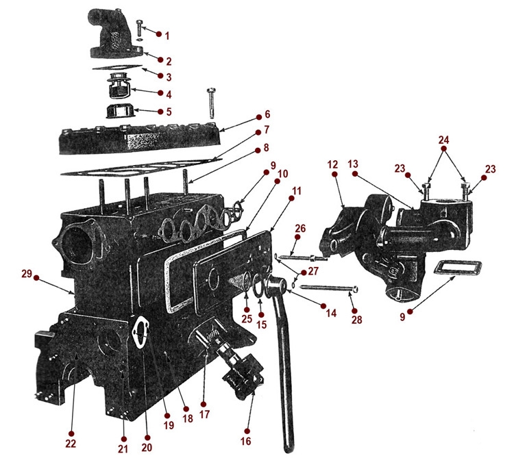 4-134 L Head Engine Illustration