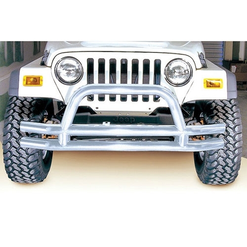 Front Tube Bumper with Riser in Stainless  Fits  76-86 CJ