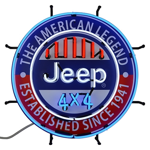 Jeep "The All American Legend" Neon Wall Sign Fits Willys Accessory