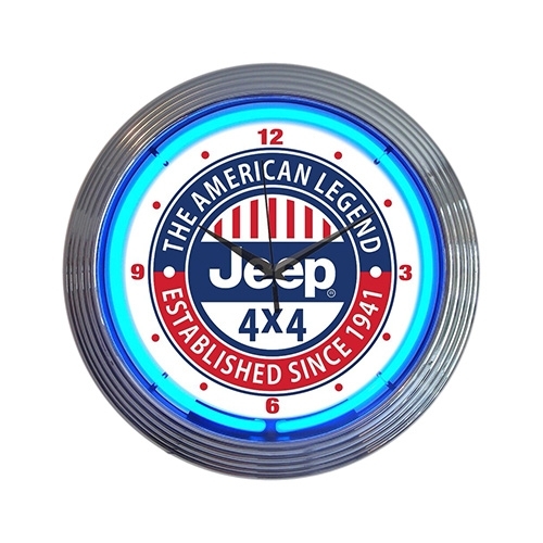 Jeep "The All American Legend" Neon Wall Clock Fits Willys Accessory