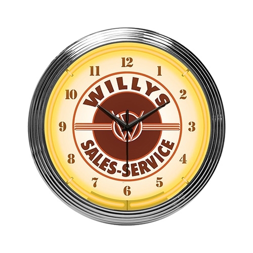 Neon Willys Sales/Service Wall Clock Fits Willys Accessory