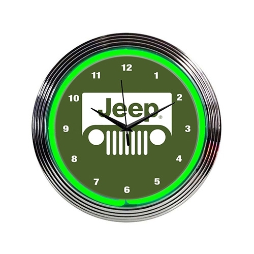 "Jeep" Green Neon Wall Clock Fits Willys Accessory