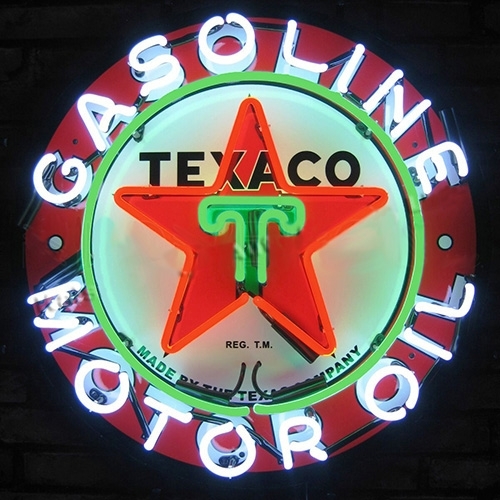 Neon "Texaco Motor Oil" Wall Sign Fits Willys Accessory