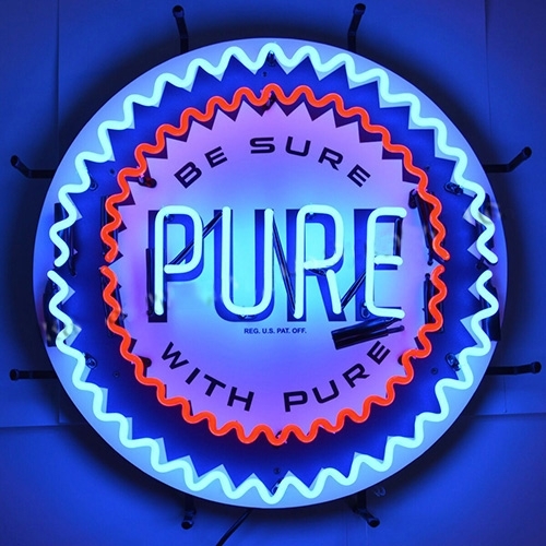 Neon "Pure Gasoline" Wall Sign Fits Willys Accessory