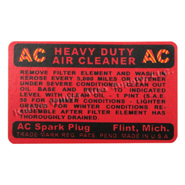 Oil Bath Air (Filter) Cleaner AC Decal Fits : 41-45 MB, GPW
