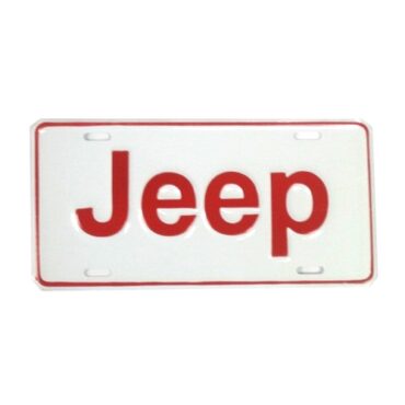 Jeep License Plate in Block Script (Red) Fits  41-71 Willys and Jeep