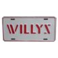Willys License Plate in Stencil Script (Red) Fits  41-71 Willys and Jeep
