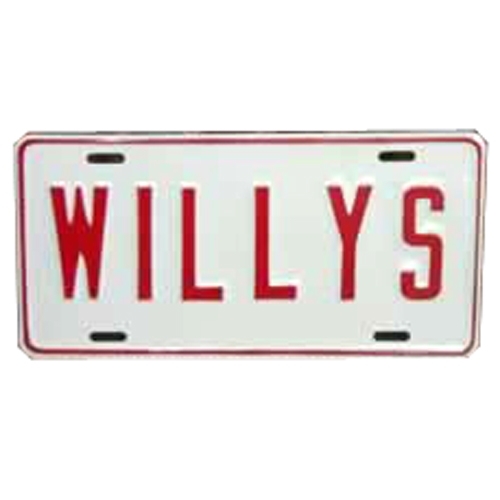 Willys License Plate in Block Script (Red) Fits  41-71 Willys and Jeep