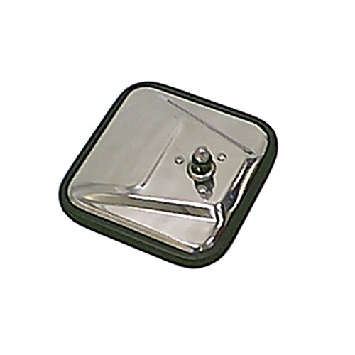 Passenger Side Square Mirror Head with Convex Glass in Stainless Fits 76-86 CJ