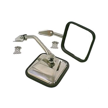 Side Mirrors with Convex Glass in Stainless  Fits  55-86 CJ