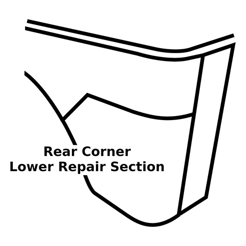 US Made Rear Quarter Panel Corner Repair Section for Passenger Side Fits 46-64 CJ-2A, 3A, 3B, M38