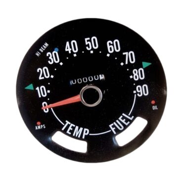 Compete Speedometer Cluster less Gauges 0-90 MPH Fits  55-83 CJ-3B, 5, Truck, Station Wagon