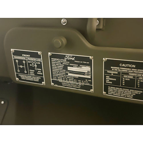 Metal Dash Data Plate Set  Fits  41-45 GPW