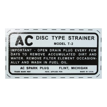 Fuel Strainer Bowl AC Decal Fits : 41-45 MB, GPW