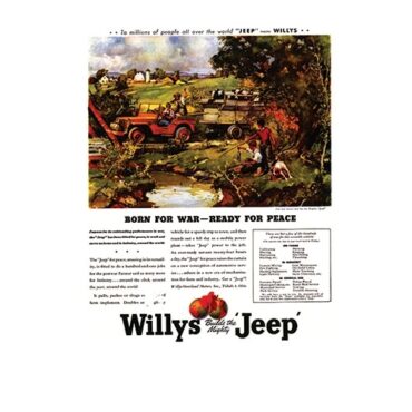 Vintage Willys Ad Born for War - Ready for Peace