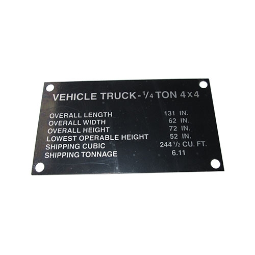 Dashboard Shipping Dimensions Data Plate Fits  44-45 MB