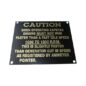 "Caution" Data Plate (Brass) Fits  41-45 MB, GPW