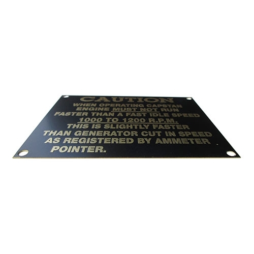 "Caution" Data Plate (Brass) Fits  41-45 MB, GPW