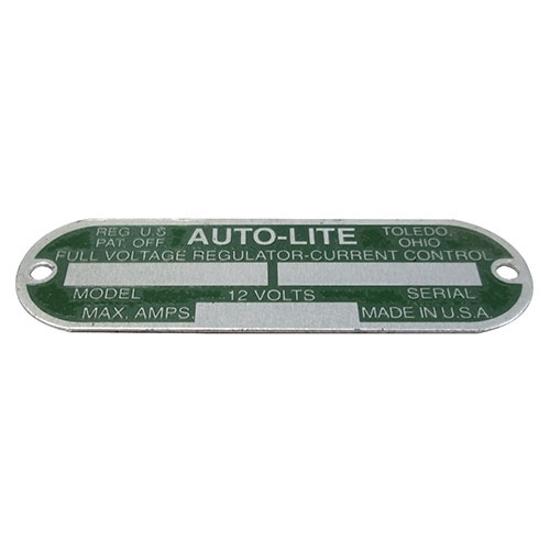 Autolite Voltage Regulator Data Plate (12volt)  Fits  41-71 Willys & Jeep Vehicles