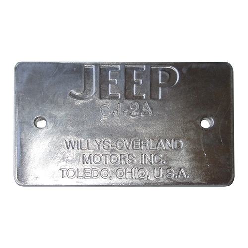 "JEEP" Frame Data Plate (rectangular style) Fits  45-49 CJ-2A