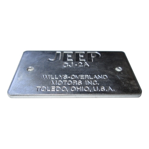 "JEEP" Frame Data Plate (rectangular style) Fits  45-49 CJ-2A