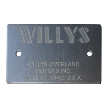 "Willys" Frame Data Plate (rectangular style) Fits  41-71 MB, CJ-3A, 3B, 5, 6