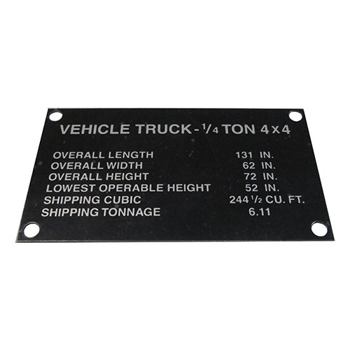 Metal Dash Data Plate Set Fits  41-45 MB