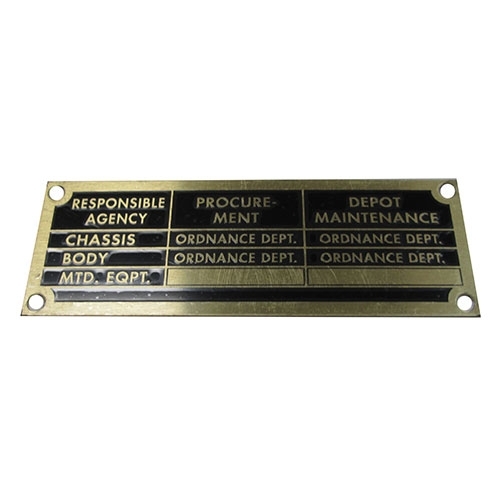 Metal Dash Data Plate Set Fits  52-66 M38-A1