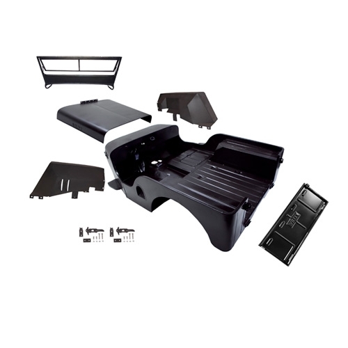 Body Tub Kit (Steel Tub, Fenders, Hood, & Windshield Frame)  Fits  46-49 CJ-2A (Stamped "Willys")