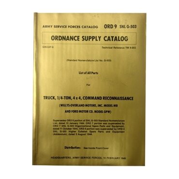 Master Ordnance Supply Manual Fits  41-45 MB, GPW
