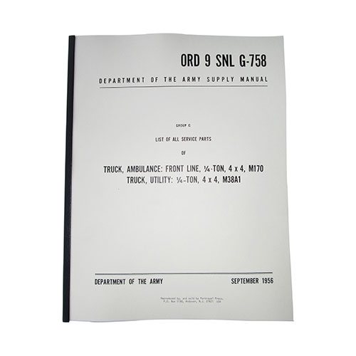 Master Parts List Manual Fits  52-66 M38A1