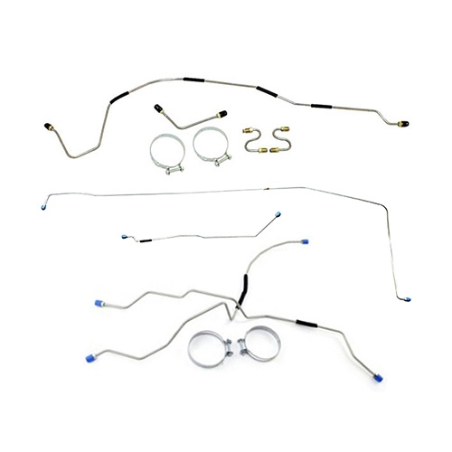 Complete Formed Steel Brake Line Kit (Imported) Fits  46-48 CJ-2A (early style master cylinder with front hole threaded)