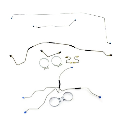 Complete Formed Steel Brake Line Kit (Imported) Fits  48-49 CJ-2A (later style master cylinder with both front mounting holes unthreaded)