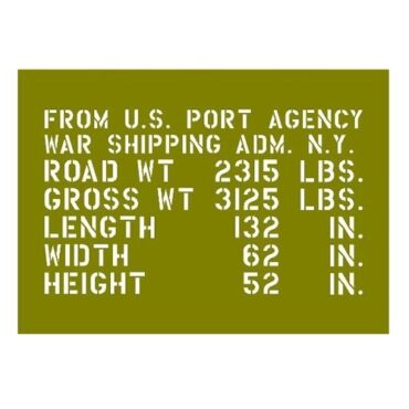 Paint Mask World War II Jeep Shipping Stencil Fits  41-45 MB, GPW
