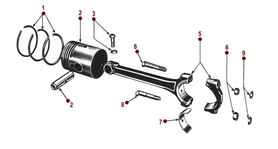 Connecting Rod, Pistons & Rings - 4-134 Engine