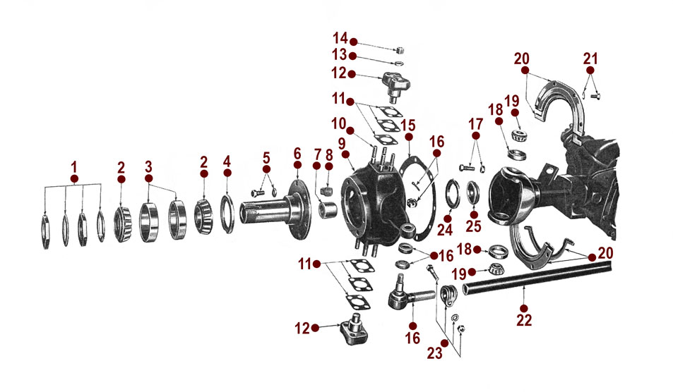 Front Axle - Steering Knuckle & Wheel Bearings - 41-45 GPW