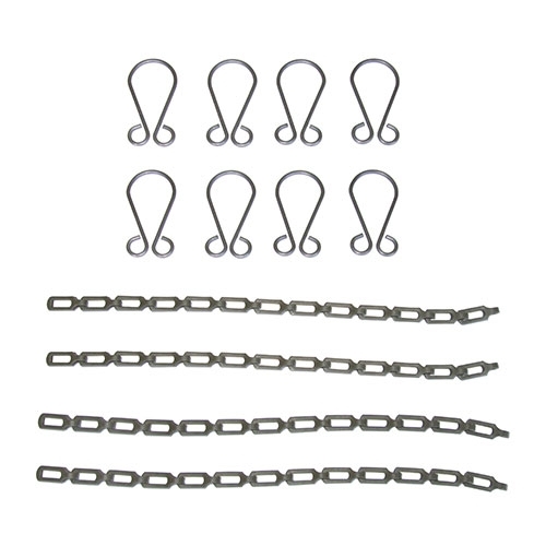 Windshield Top Bow Thumb Chain & Clip Kit (1 required)  Fits 41-45 GPW