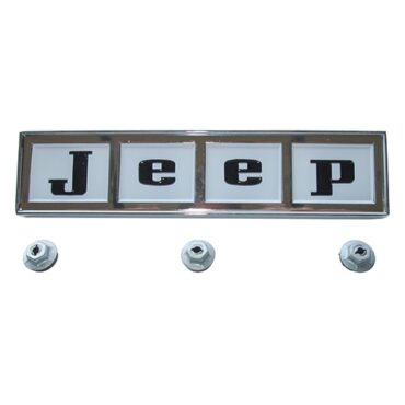 Reproduction "JEEP" Tailgate Emblem (white background with black letters) Fits 41-71 Jeep & Willys