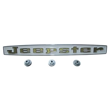 Reproduction "JEEPSTER" Emblem (white background with gold letters) Fits 66-73 Jeepster Commando