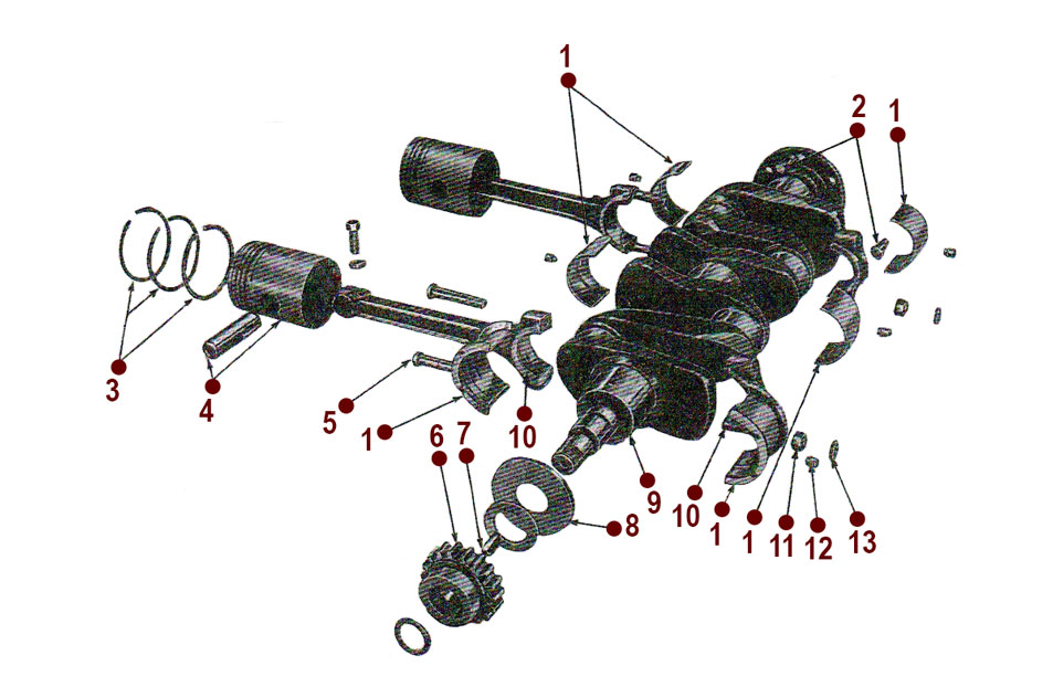 Crankshaft and Connecting Rods - M38