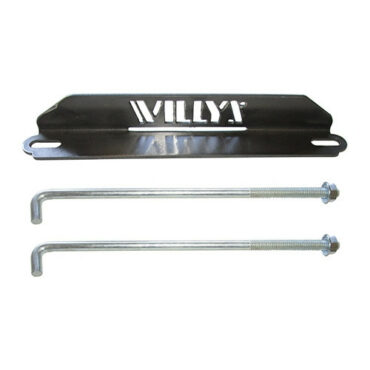 US Made "WILLYS" Logo Steel Battery Hold Down Kit Fits 46-71 CJ-2A, 3A, 3B, 5