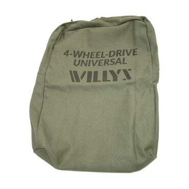 Stenciled "Willys" Zipper Bag with Black Spring Clip Hooks Fits 41-71 Jeep & Willys (Olive Drab)