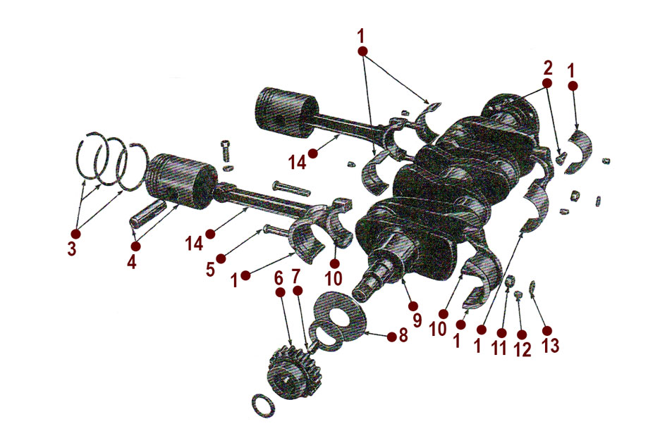 Crankshaft and Connecting Rods - CJ-2A