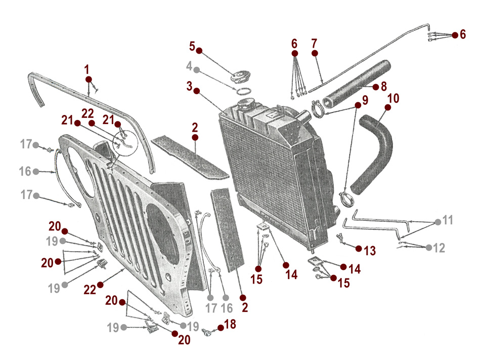 Radiator and Grille - 46-49 CJ-2A