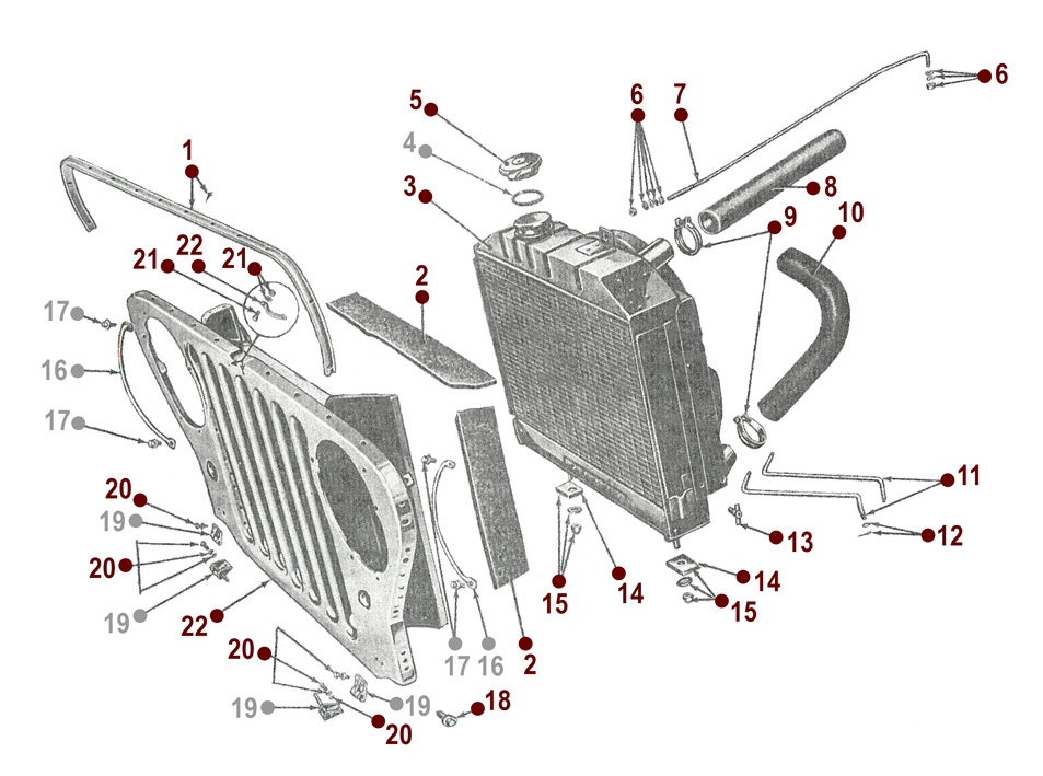 Radiator and Grille - 49-53 CJ-3A