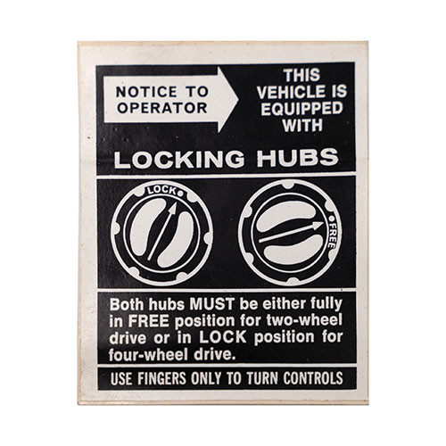 Warn Locking Hub Operations Decal Fits 41-71 Jeep & Willys